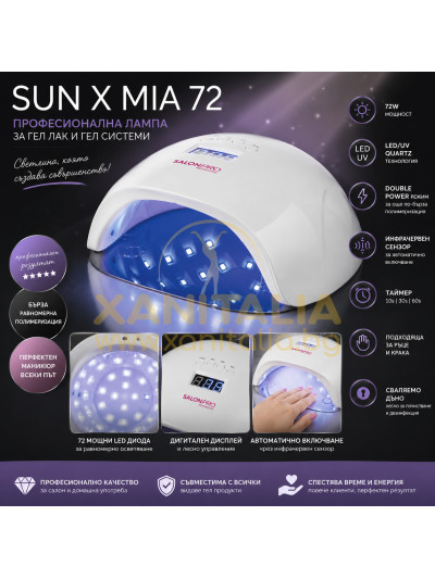Sun X Mia 72 комбинира висока мощност от 72W с модерна LED/UV Quartz технология